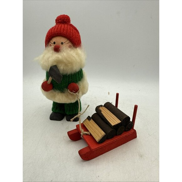 Ljungstroms Swedish Tomte Santa #7625 Christmas Elf Red Fire Wood Scandinavian - Picture 1 of 6